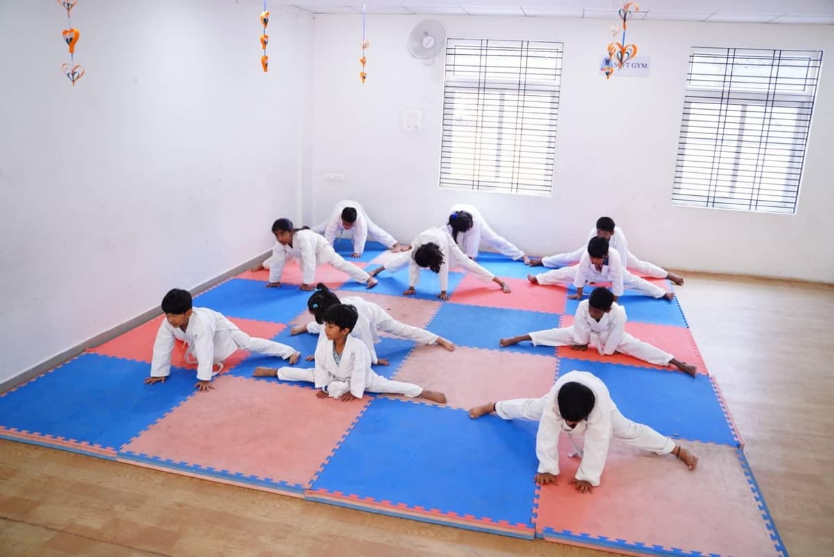 Students practicing Karate and Martial Arts at Kids covE School